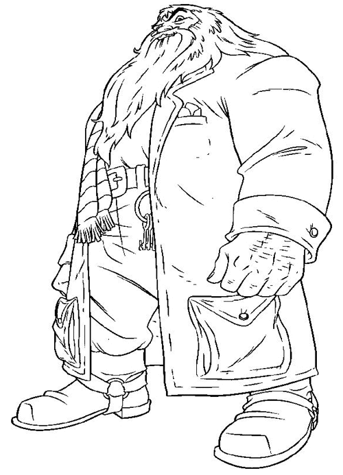 coloriage Hagrid regarde de haut